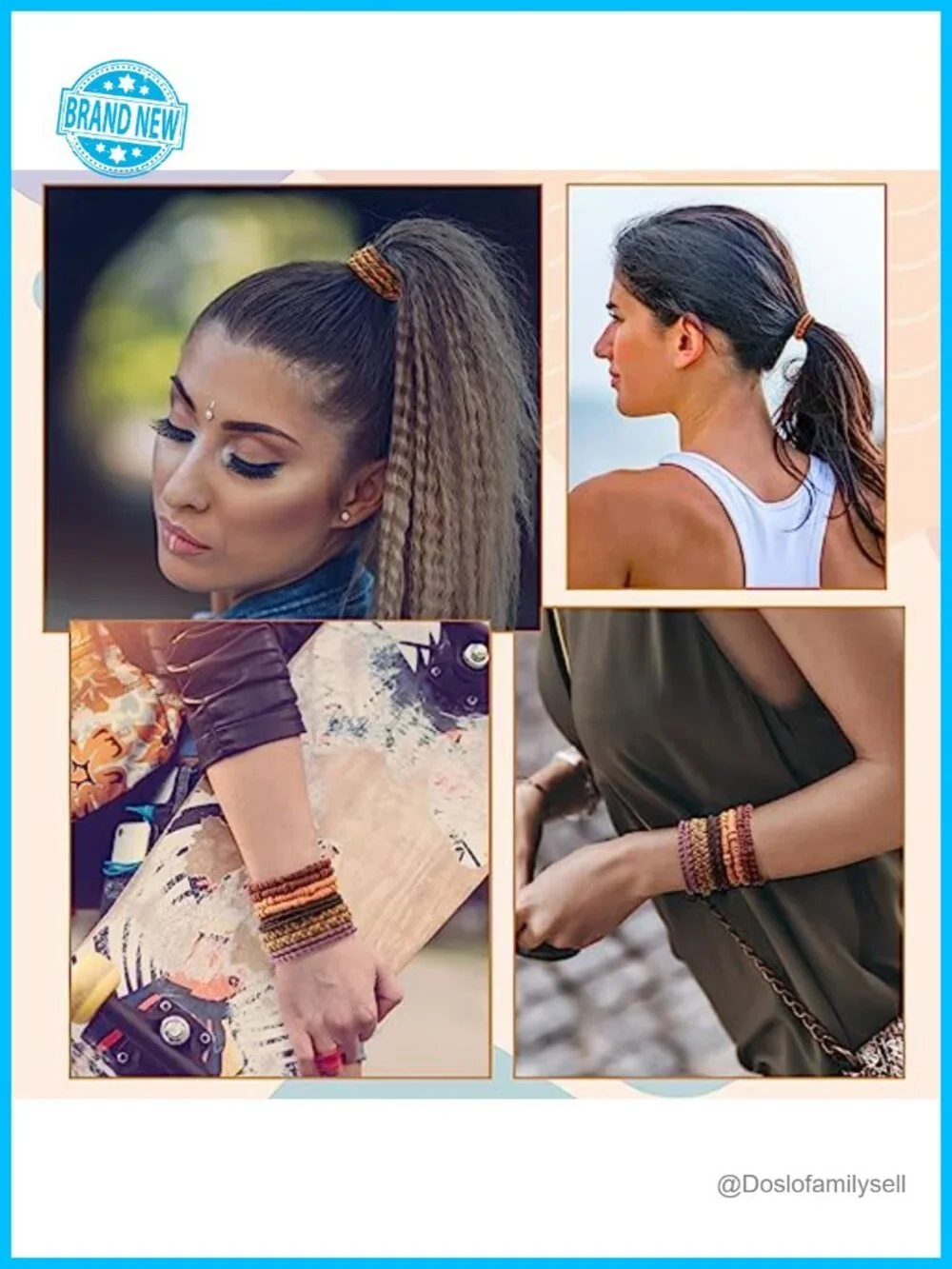 10 Pcs Boho Hair Ties Elastic Nylon Cotton Ponytail Holders